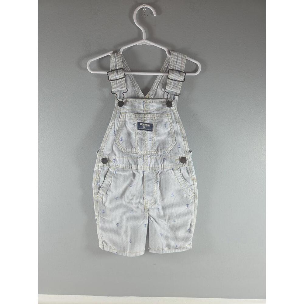 OshKosh B’gosh Kids Overalls 2T Navy Striped Denim Bib Toddler NEW